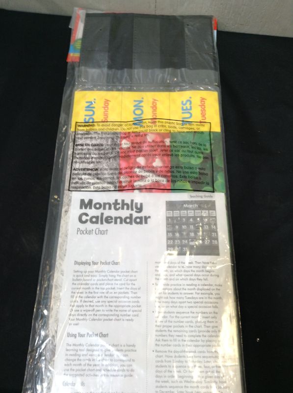 Photo 2 of Scholastic Pocket Chart Monthly Calendar Black---Factory Sealed