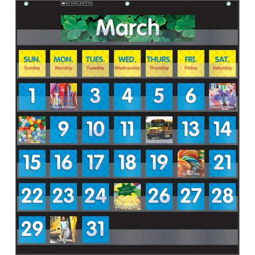 Photo 1 of Scholastic Pocket Chart Monthly Calendar Black---Factory Sealed