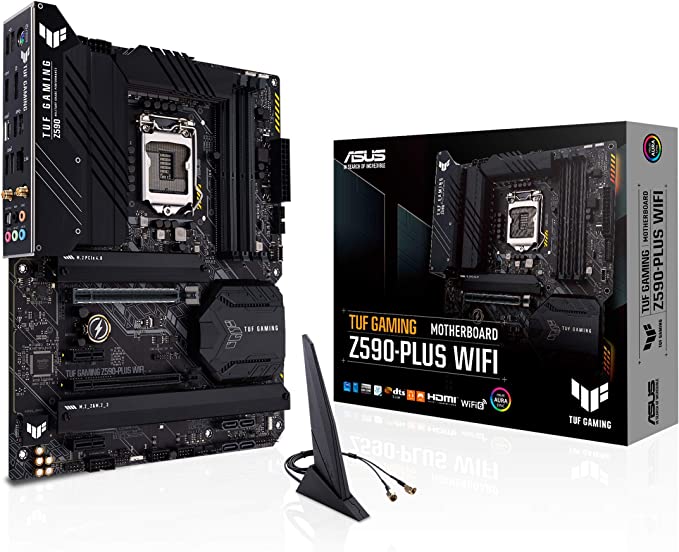 Photo 1 of ASUS TUF Gaming Z590-Plus WiFi 6 LGA 1200 (Intel 11th/10th Gen) ATX Gaming Motherboard (PCIe 4.0, 3xM.2/NVMe SSD, 14+2 Power Stages, Front Panel USB 3.2 Type-C, 2.5Gb LAN , Thunderbolt 4, AuraRGB)