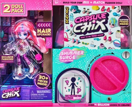 Photo 1 of Capsule Chix Shimmer Surge 2 Pk 4.5 in Small Doll + Capsule Machine, New, Age 6+---factory sealed