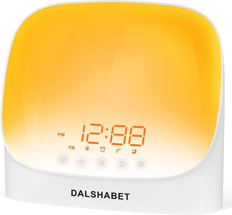 Photo 1 of Sunrise Alarm Clock with Sunset Simulation and USB Charger for Adults Kids Heavy Sleepers, Dual Alarm, FM Radio, 8 Nature Sounds, 7 Color Lamp, Sleep Aid, Night Light Therapy