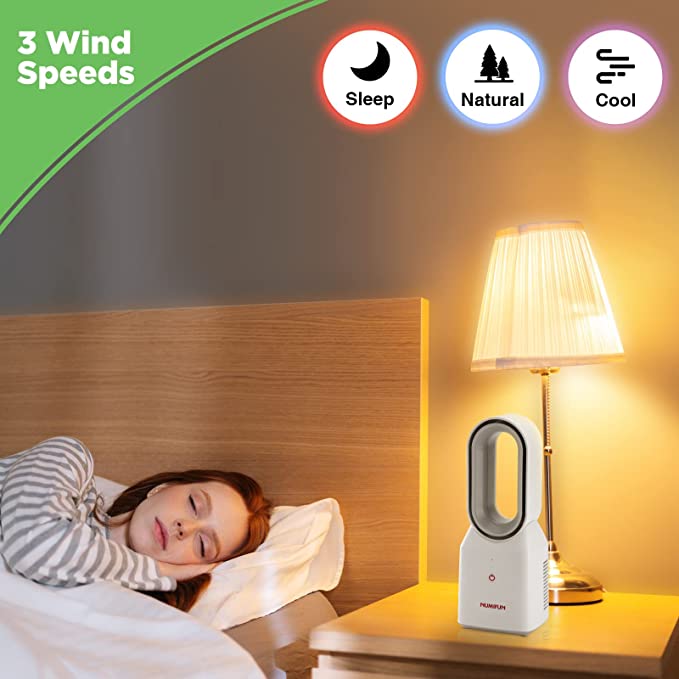 Photo 1 of NUMIFUN Bladeless Table Fan, USB Rechargeable Desk Fan, Portable Ultra Quiet Nightstand Fan, Touch Control Under Desk Fan, 3 Wind Speeds, 13 Inch