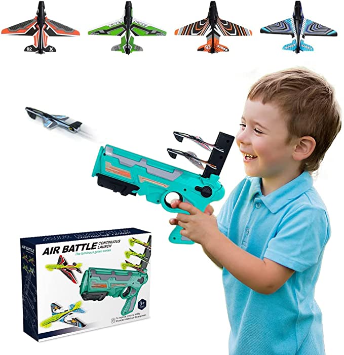 Photo 1 of  Airplane Launcher Toy Bubble Catapult Airplane Toy ,One-Click Ejection Model Foam Airplane,with 4 Pcs Glider Airplane Launcher,Gifts for 6 7 8 9 10 Year Old Boy,Outdoor Sport Toys (Blue)---Factory sealed