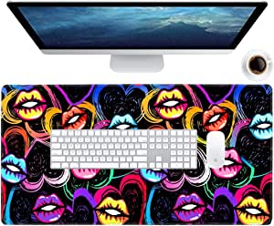 Photo 1 of Large Gaming Mouse Pad with Stitched Edges, Extended Mouse Pad Non-Slip Base, Waterproof Keyboard Pad, Desk Pad for Gamers, Office and Home, 31.7 x 15.7 x 0.1 inches (~80 x 39.9 x 0.3 cm) Extended Size Mouse Pad Lips