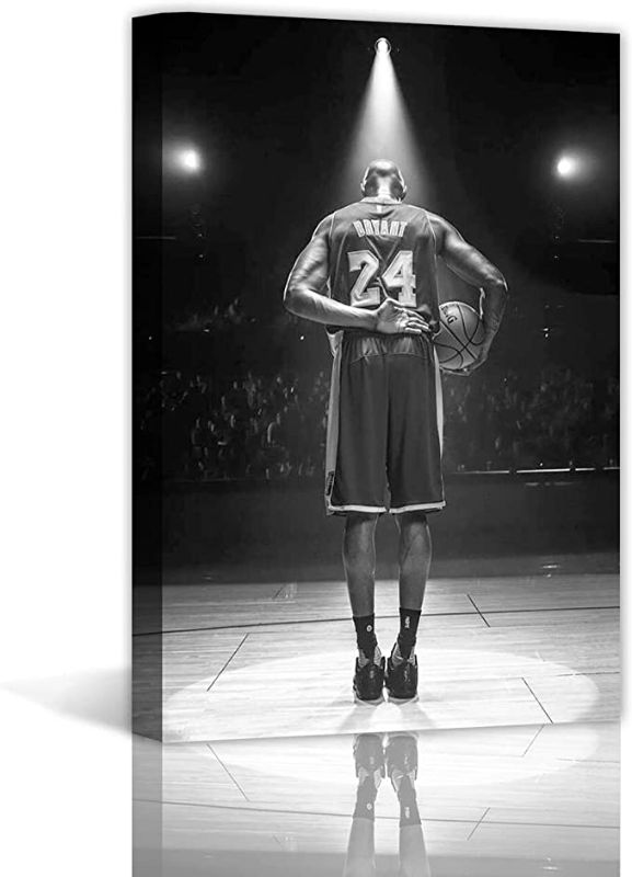 Photo 1 of Kobe Bryant Canvas Wall Art Poster - Kobe Basketball Player Sports Inspirational Mamba Mentality Decor for Home Living Room Bedroom - Framed and Stretched Ready to Hang (12" x 18" Artwork) -two)---Factory sealed