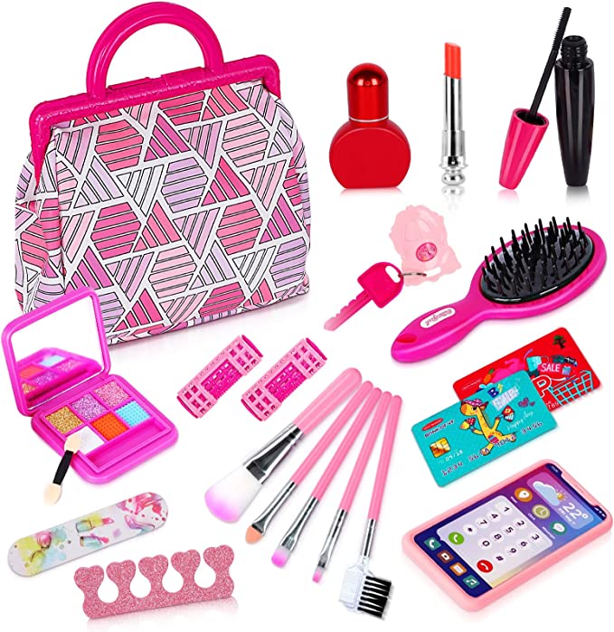 Photo 1 of Girls Makeup Kit, Toddler Girl Makeup Kit with Pink Cosmetic Bag, Pretend Makeup Set, Birthday Toys, Gift for Toddlers Age 4, 5, 6, 7, 8, 9---factory sealed