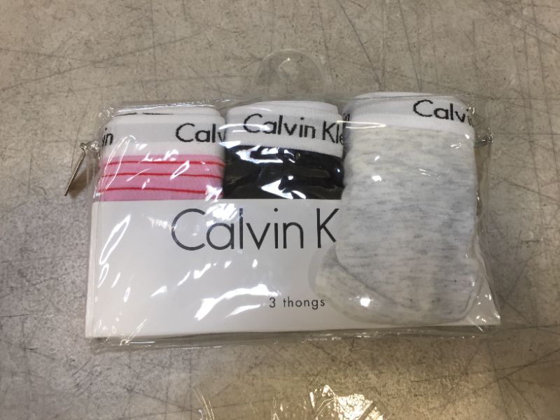 Photo 2 of Calvin Klein Women's Carousel Logo Cotton Thong Multipack Panty size small