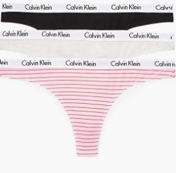 Photo 1 of Calvin Klein Women's Carousel Logo Cotton Thong Multipack Panty size small