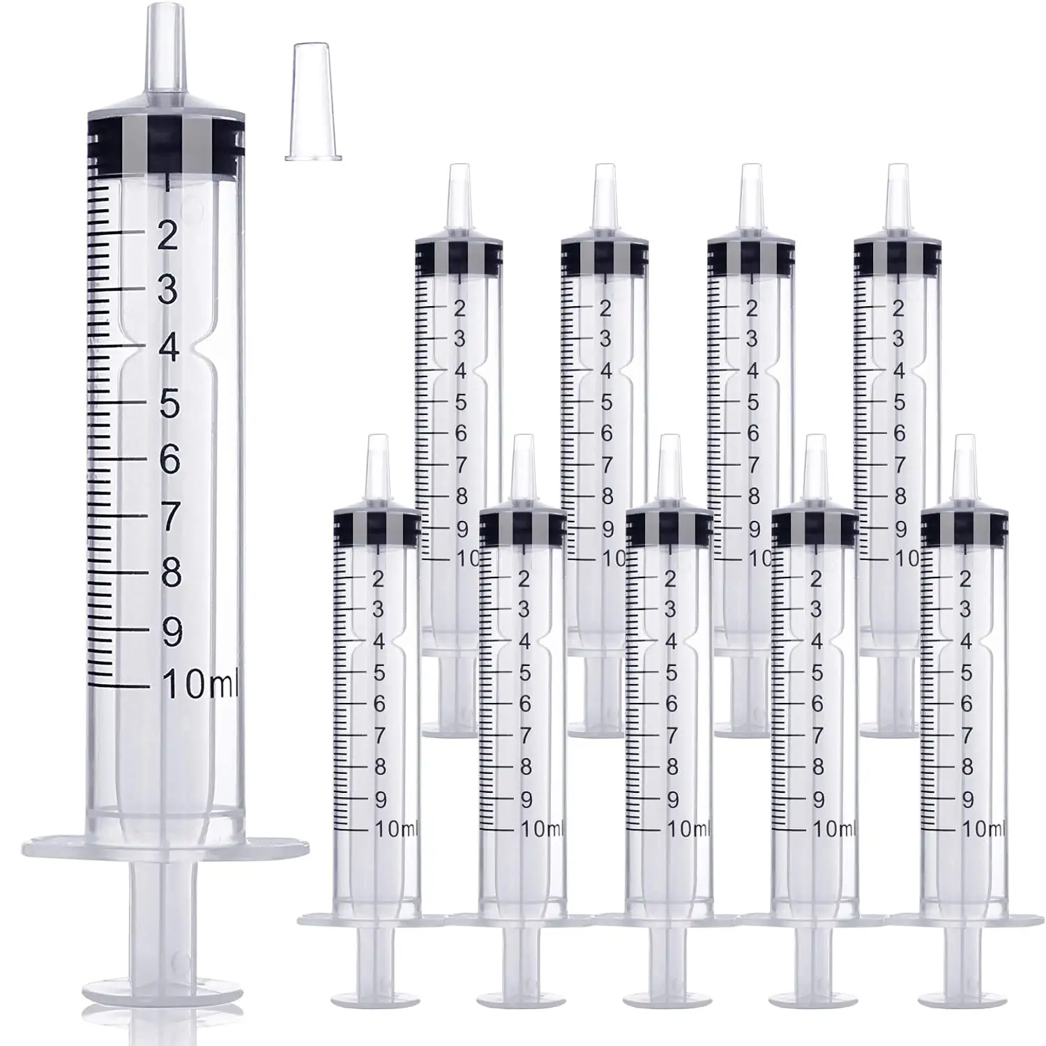 Photo 1 of 10 Pack 10ml/cc Plastic Syringe Liquid Measuring Syringe Tools Individually Sealed with Measurement for Scientific Labs, Measuring Liquids, Feeding Pets, Medical Student, Oil or Glue Applicator (10ML)
