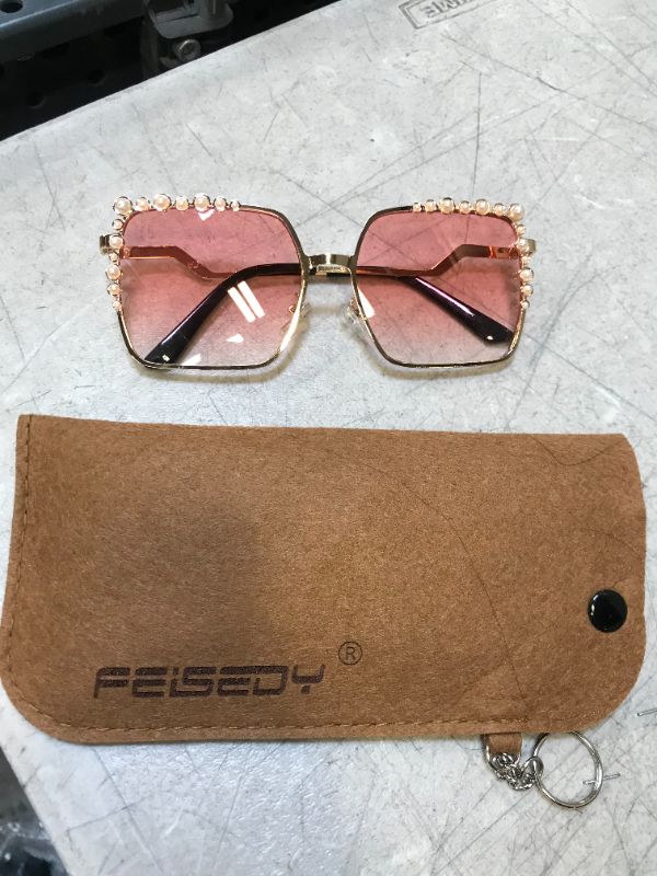 Photo 2 of FEISEDY Women Oversized Square Sunglasses Pearl Design Ladies 2021 New Luxury Fashion Big Shades B2747