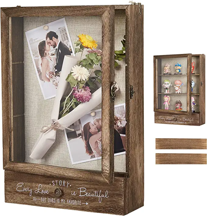 Photo 1 of AW BRIDAL 11X16 Large Shadow Box Picture Frames Deep Shadow Boxes Display Cases with Removable Shelves and Drawers, Wooden Memory Boxes for Keepsakes with Slot
