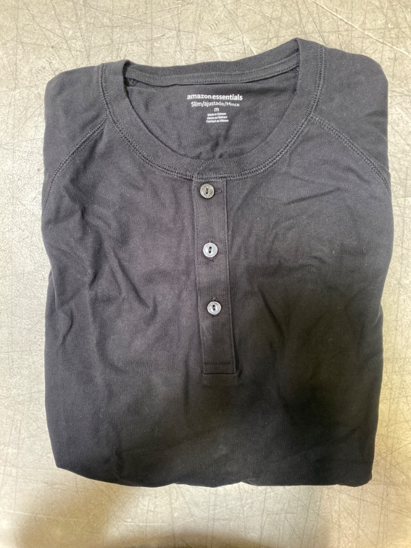 Photo 3 of Amazon Essentials Men's Slim-Fit Long-Sleeve Henley Shirt Size - M 