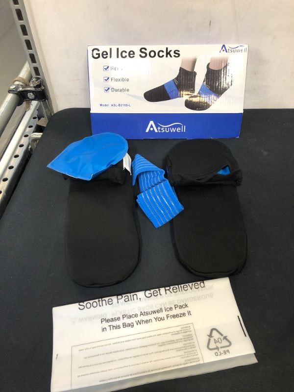 Photo 2 of Atsuwell Cold Therapy Socks, Reusable Gel Ice Pack for Feet, Sprains, Swelling, Chemotherapy Neuropathy, Plantar Fasciitis, Arthritis, Achilles, Heels, Arch, Post Partum Foot Pain Relief, Large
