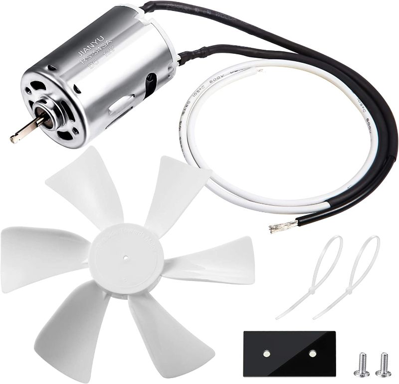 Photo 1 of 6 inch RV Vent Fan, 12V D-Shaft RV Fan Motor with White Fan Blade, RV Exhaust Fan with 2 Screws 2 Zip Ties and Template for mounting, Replacement Parts for RV Roof Celling Bathroom Exhaust
