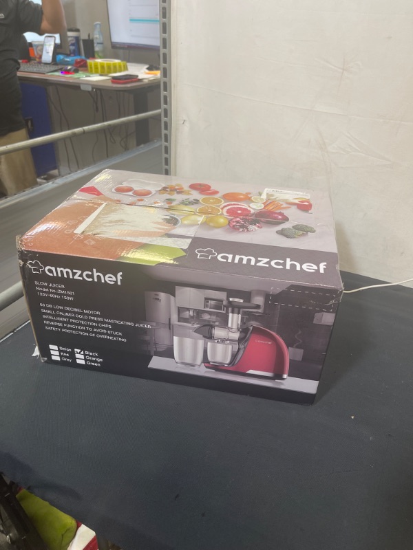 Photo 2 of Slow Juicer Extractor, AMZCHEF Slow Masticating Juicer Machines with Quiet Motor, Juice Extractor with Reverse Function, Cold Press Juicer Easy to Clean with Brush for High Nutrient Fruit & Vegetable Juice
