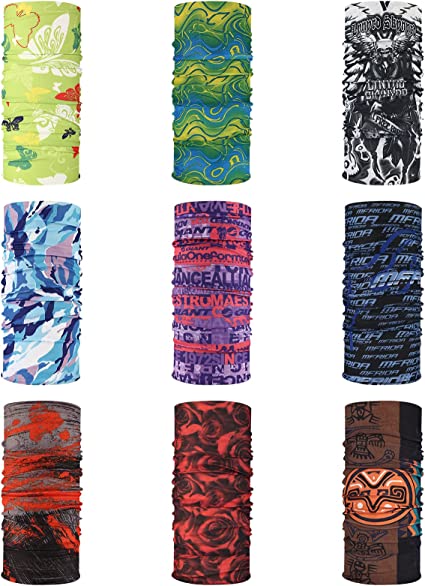 Photo 1 of 9 Pack Neck Gaiter, Magic Scarf Bandana, Multifunction Headband Tube Top 2 in 1
