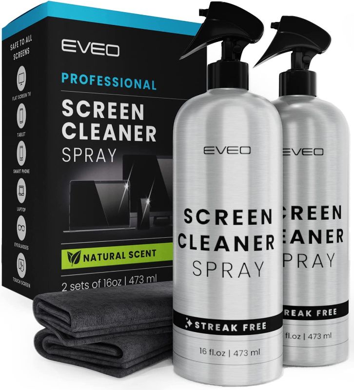 Photo 1 of Screen Cleaner PRO Spray (16oz x 2 Pack) - for TV Screen Cleaner, Computer Screen Cleaner Laptop, Phone, Ipad - Computer Cleaning kit Electronic Cleaner - HQ Microfiber Cloth Included, Large Bottle
