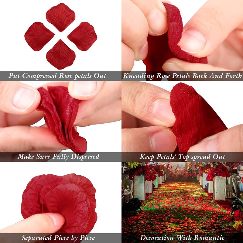 Photo 2 of 3000 Pcs Rose Petals Artificial Flower Petals Silk Rose Petals Decorations for Wedding,Valentines,Romantic Night,Party,Table, Dining Room,Birthday,Romantic Scenery with Rose Petals
