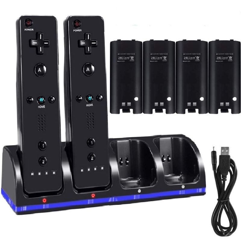 Photo 1 of 4 PORT CHARGING DOCK FOR WIFI REMOTE CONTROLLER, CHARGER STATION FOR WII WTH 4 PCS 2800MAH RECHARGEABLE BATTERIES FOR WII-BLACK
-- REMOTES NOT INCLUDED!! --