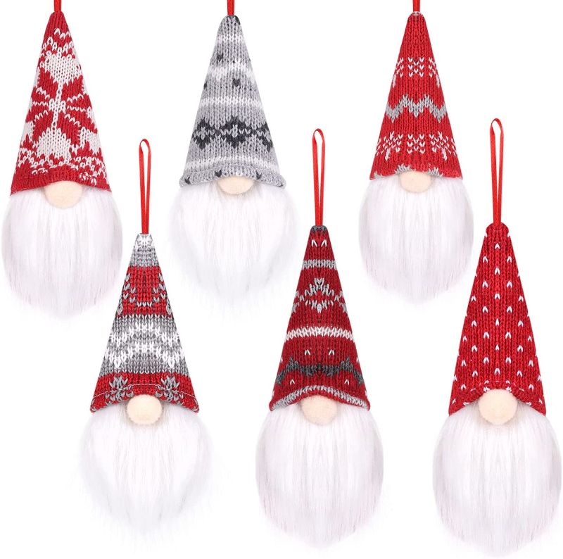 Photo 1 of Christmas Tree Hanging Gnomes Ornaments,Handmade Christmas Ornament Santa Gnome Scandinavian Santa Elf Plush Dolls Hanging Santa Christmas Decorations Home Holiday Party (2PCS)