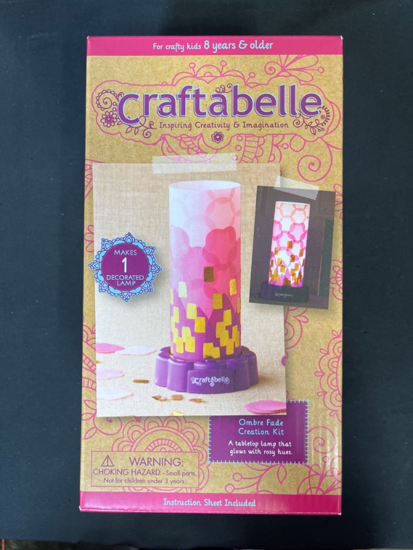 Photo 2 of Craftabelle – Ombre Fade Creation Kit – Lampshade Decorating Kit – 323pc LED Lamp Set with Fabric & Accessories – DIY Arts & Crafts for Kids Aged 8 Years +

