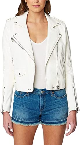 Photo 1 of [BLANKNYC] Women's White Vegan Leather Floral Embroidered Jacket
