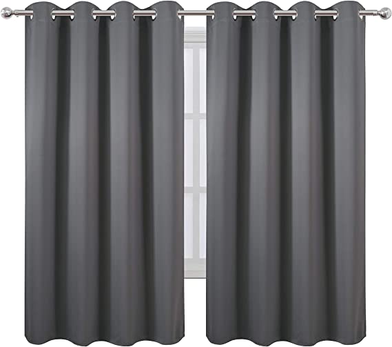 Photo 1 of  Grey Bedroom Blackout Curtains/52 x 63 Inch Long/Set of 2 Curtain Panels/Thermal Insulated Room Darkening Curtains for Bedroom
