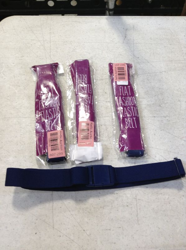 Photo 2 of BUNDLE 4 PACK --- Invisible Belt for Women - Elastic Adjustable No Show Web Belt by Silver Lilly - Navy Blue 