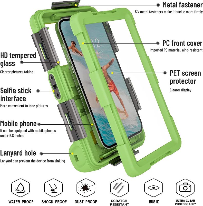 Photo 4 of Upgrade Diving Swimming Waterproof Protective Case, Outdoor Universal Snorkeling Surfing Professional Underwater Housing for iPhone Galaxy Huawei OnePlus LG Motorola Google Series Phones