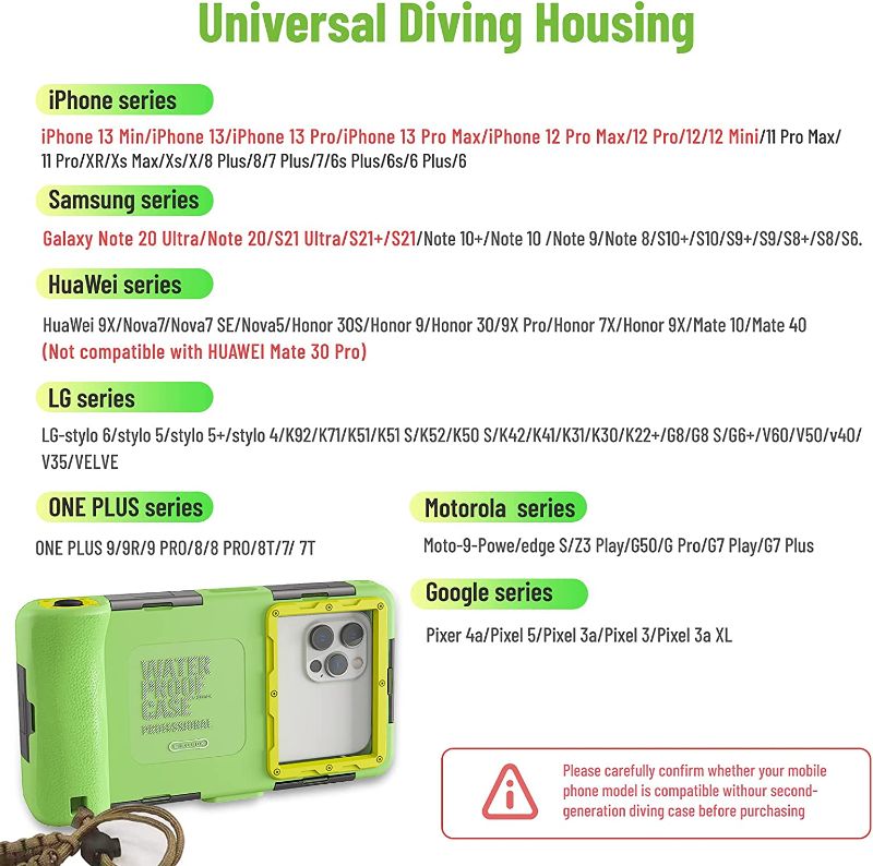 Photo 2 of Upgrade Diving Swimming Waterproof Protective Case, Outdoor Universal Snorkeling Surfing Professional Underwater Housing for iPhone Galaxy Huawei OnePlus LG Motorola Google Series Phones