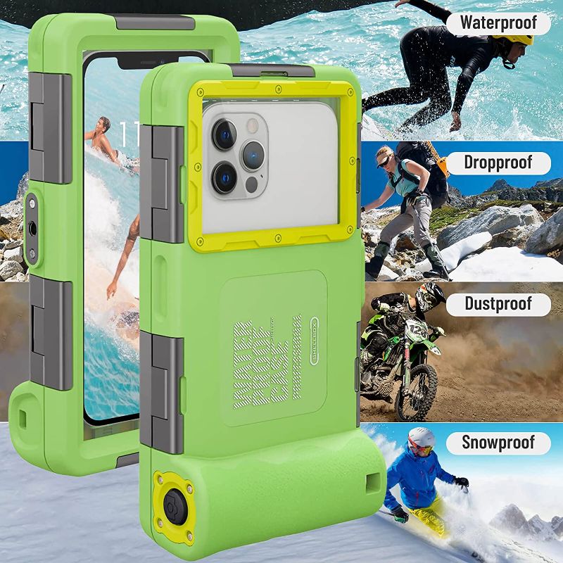 Photo 3 of Upgrade Diving Swimming Waterproof Protective Case, Outdoor Universal Snorkeling Surfing Professional Underwater Housing for iPhone Galaxy Huawei OnePlus LG Motorola Google Series Phones