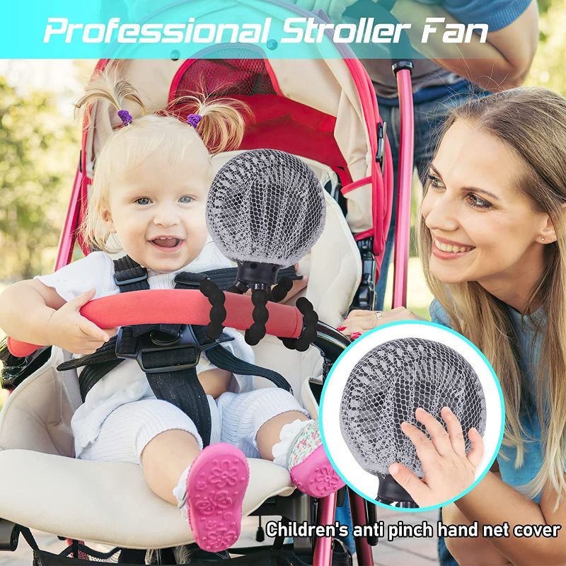 Photo 1 of scurry Stroller Fan, Portable Desk Fan, Mini USB Fan, 2600mAH Rechargeable Battery Operated Fan with LED Light and Aromatherapy, Flexible Tripod Design Personal Handheld Fan for Stroller (Black)