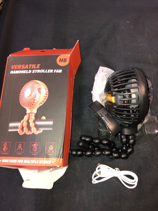 Photo 1 of scurry Stroller Fan, Portable Desk Fan, Mini USB Fan, 2600mAH Rechargeable Battery Operated Fan with LED Light and Aromatherapy, Flexible Tripod Design Personal Handheld Fan for Stroller (Black)