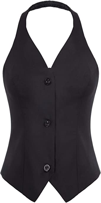 Photo 1 of Belle Poque Womens Vintage Waistcoat Vest Halter Neck Button Down Dressy Vests
Size M