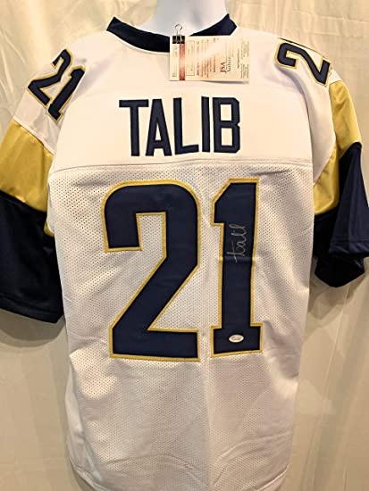 Photo 1 of Aqib Talib Los Angeles Rams Signed Autograph White Custom Jersey JSA Witnessed Certified --- XL 
