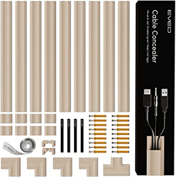 Photo 1 of 153” Cable Concealer - Cord Cover Wall - Paintable Cord Hider , Wire hiders for TV on Wall - Cable Management Cord Hider Wall Including Connectors & Adhesive Strips Cable Raceway- Beige ---- MISSING SOME HARDWARE 
