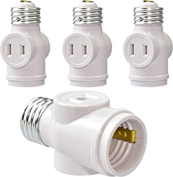 Photo 1 of Aiwode 2 Outlet Light Socket Adapter,Converts Medium Screw Socket into a Socket with Two outlets,Polarized Outlet,UL Listed Bulb Socket Outlet Adapter,White(4 Pack)

