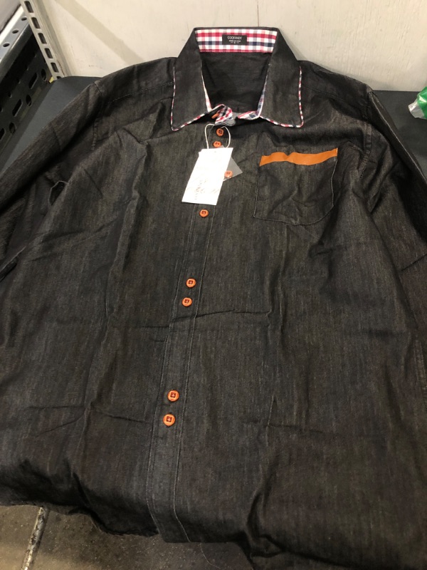 Photo 1 of COOFANDY Men's Casual Dress Shirt Button Down Shirts Long-Sleeve Denim Work Shirt, Size Small