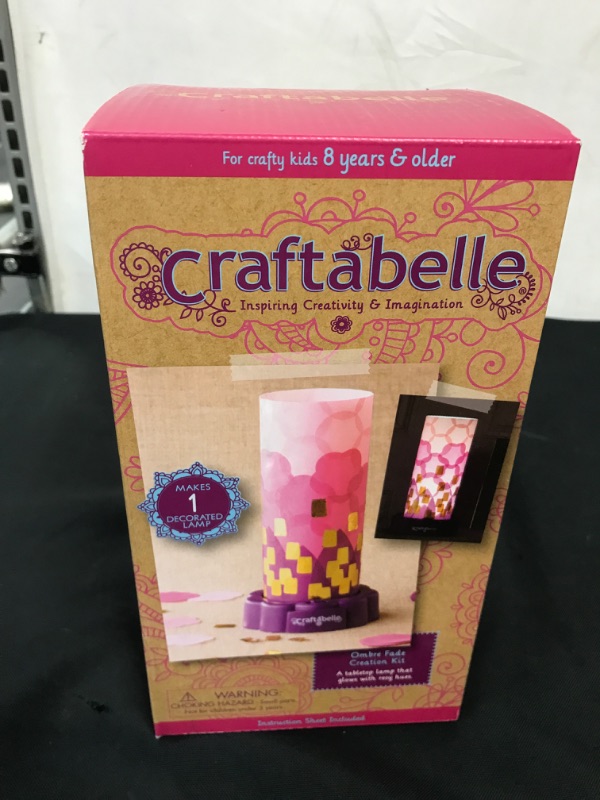 Photo 2 of Craftabelle – Ombre Fade Creation Kit – Lampshade Decorating Kit – 323pc LED Lamp Set with Fabric & Accessories – DIY Arts & Crafts for Kids Aged 8 Years + --- FACTORY SEALED ----