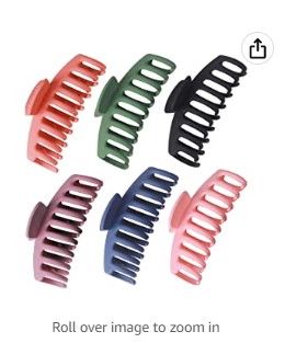 Photo 1 of 6 Pcs Big Hair Claw Clips 4.33 Inch Matte Large Claw Clips Nonslip Strong Hold for Women and Girls Hair
