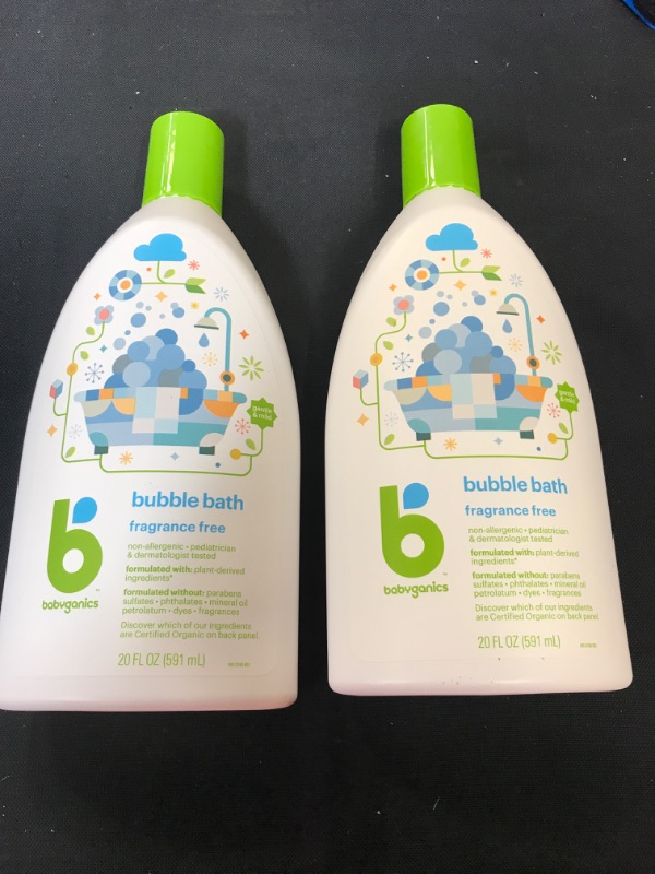 Photo 2 of Babyganics Bubble Bath, Fragrance Free - 20 fl oz 2 BOTTLES 