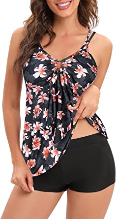 Photo 1 of American Trends Plus Size Two Piece Tankini Bathing Suits for Women with Boy Shorts Tankini++SIZE L++