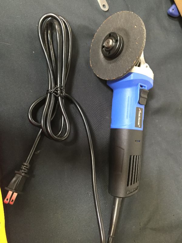 Photo 2 of AVID POWER Angle Grinder 7.5-Amp 4-1/2 inch with 2 Grinding Wheels, 2 Cutting Wheels, Flap Disc and Auxiliary Handle (Blue)
