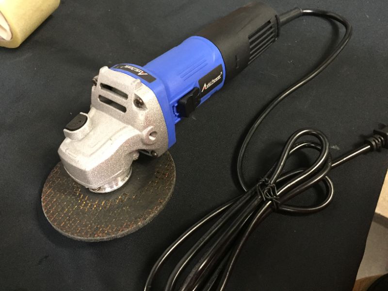 Photo 4 of AVID POWER Angle Grinder 7.5-Amp 4-1/2 inch with 2 Grinding Wheels, 2 Cutting Wheels, Flap Disc and Auxiliary Handle (Blue)
