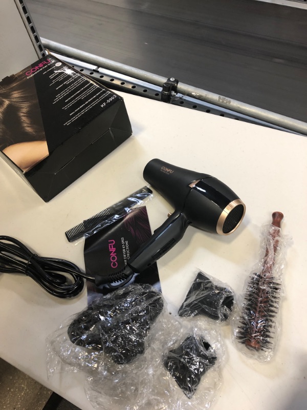 Photo 2 of 1875W Fast Drying Hair Dryer CONFU Lightweight Low Noise Blow Dryer with 2 Speed 3 Heat Cool Setting Nozzle Diffuser ETL Certified