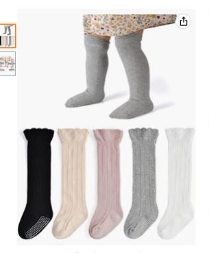 Photo 1 of Epeius Baby Girls Boys Uniform Knee High Socks Tube Ruffled Stockings Infants and Toddlers 
