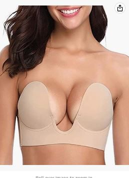 Photo 1 of Bontierie Women's Push Up Plunge Adhesive Bra Reusable Deep U-Shaped Sticky Bra Strapless Backless Breast Lifting Bra SIZE C 
