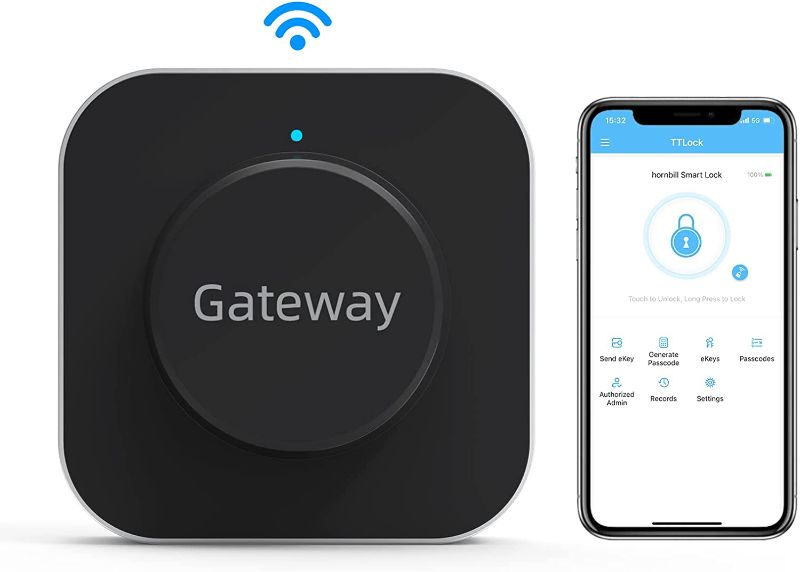Photo 1 of hornbill G2 Gateway for Smart Door Lock, Wi-Fi Bridge for Keyless Entry Electronic Smart Deadbolts, Remote Control Bluetooth Lock Compatible with TTLock App, Work with Alexa and Google Assistant
