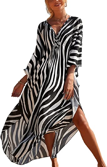 Photo 1 of Bsubseach Kaftan Dresses Cover Up for Swimwear Women Plus Size Animal Print Caftan Resort Dress