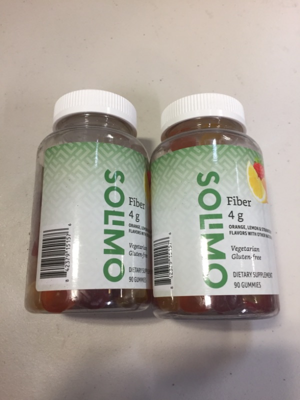Photo 2 of Amazon Brand - Solimo Fiber 4g - Digestive Health, Supports Regularity - 90 Gummies (2 Gummies per Serving) - 2 CT
EXP 12/23
